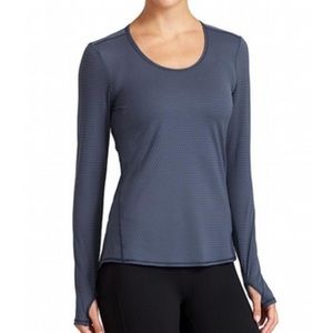 Athleta Chi Dot Mesh Long Sleeve Small Blue Unstinkable UPF 30 Wicking S Top Tee